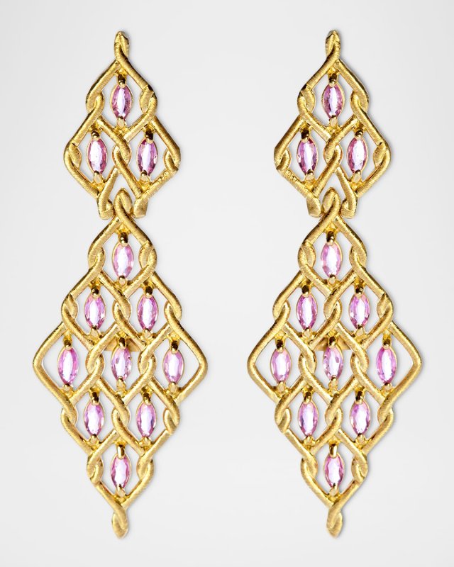 Ambition 18K Yellow Gold Earrings with Marquise Pink Sapphires